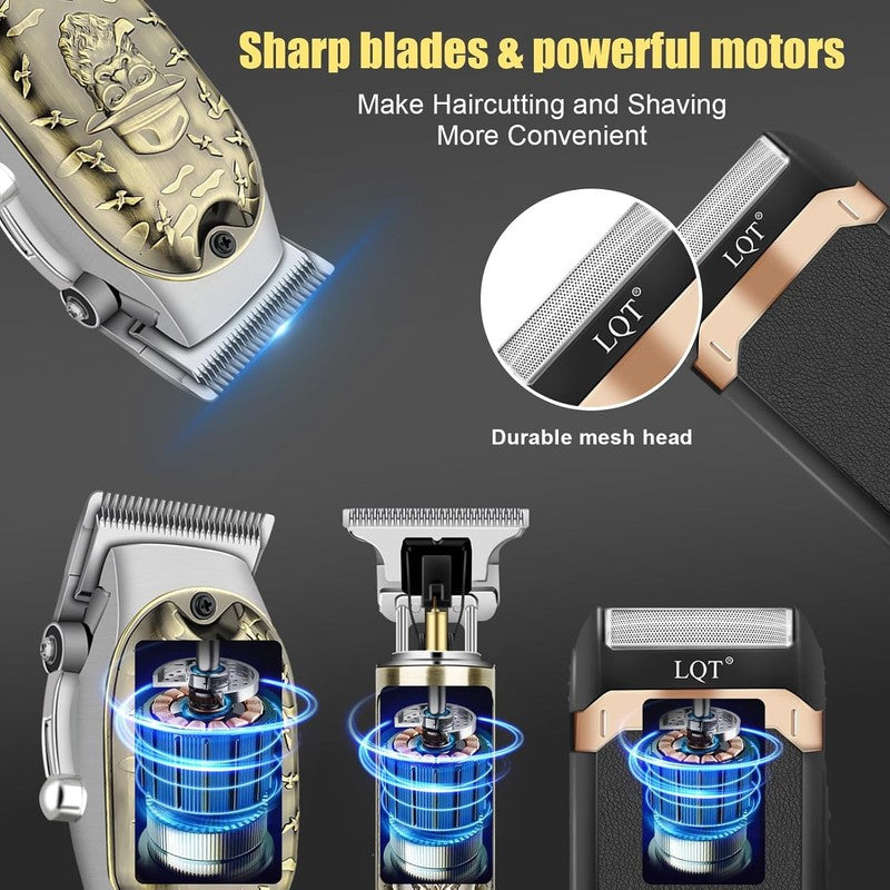 Cordless Professional Hair Clipper Set for Men - Grooming Kit in Bronze1