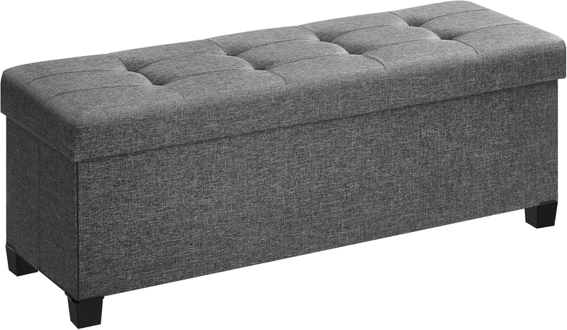 Foldable Storage Ottoman Bench Foot Rest 43'' Bedroom Living Room Slate Gray9