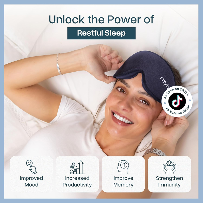 3D Blackout Sleep Mask Memory Foam Eye Mask for Side Sleepers Navy Blue1