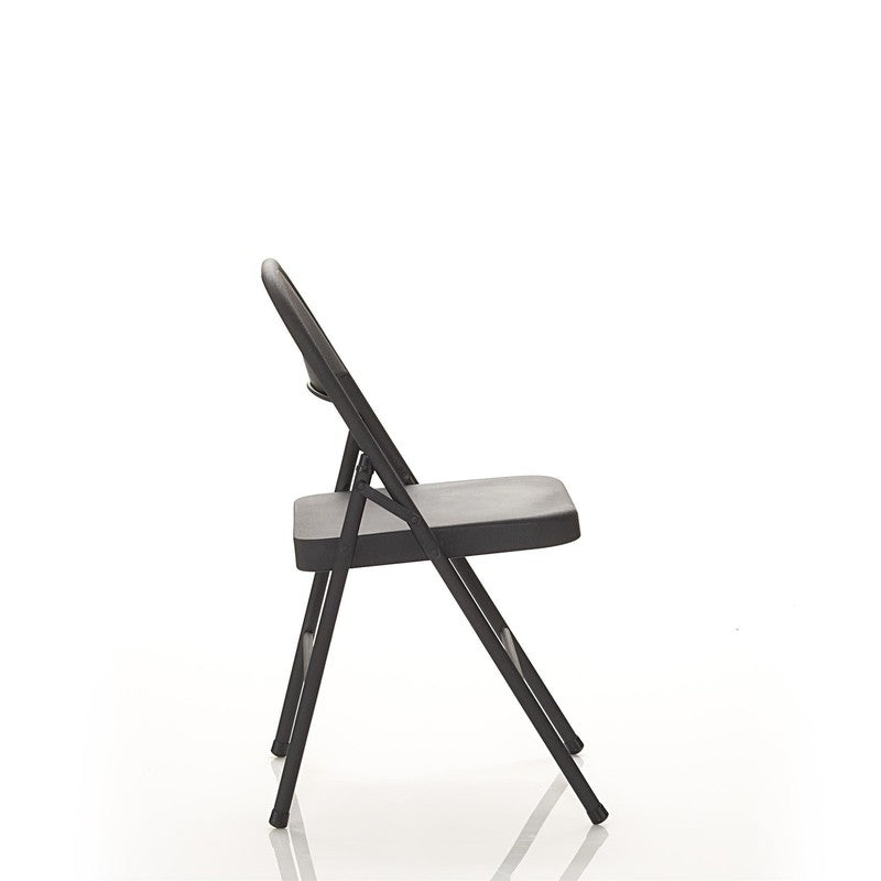 All Steel Metal Folding Chair, Double Braced, Black (Set of 4)4