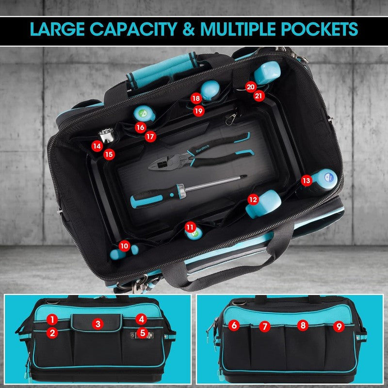 17" Wide Mouth Tool Bag 32-Pocket Organizer Waterproof Molded Base 840D Oxford1