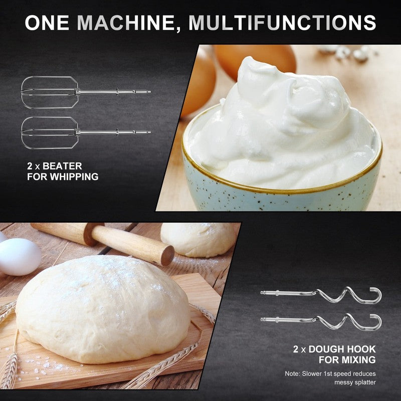 Hand Mixer, 450W Turbo Electric Handheld Mixer, 5 Speed Electric Mixers for Kitc3