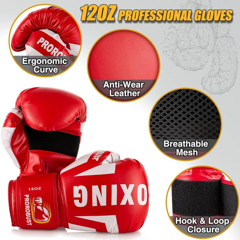 4Ft PU Punching Bag Set w 12oz Gloves MMA Kickboxing Boxing Unfilled3