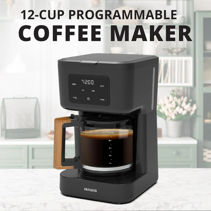 12-Cup Programmable Coffee Maker with Reusable Filter LED Indicator Black3