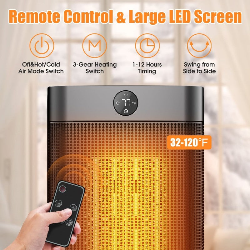 1500W Portable Space Heater w/ Remote, Oscillating, Timer, for Home/Office2