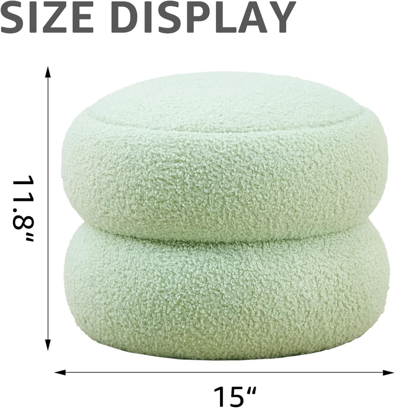Storage Ottoman,Soft Teddy Velvet Upholstered Footrest,Mordern round Stool with 2