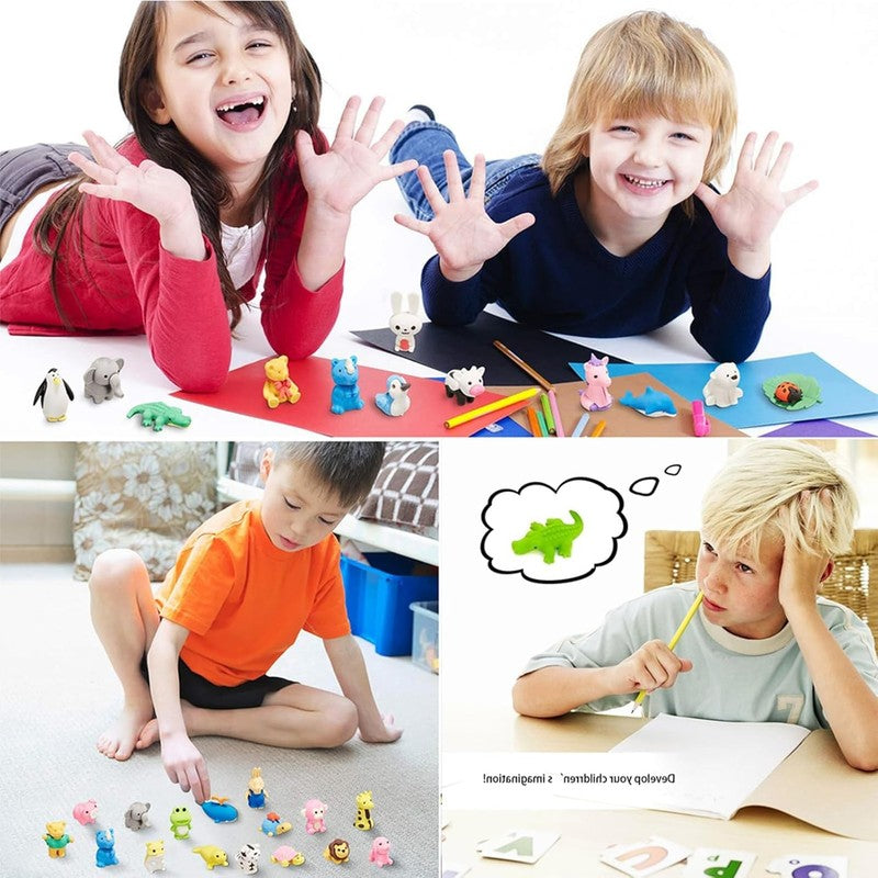 60Pcs Animal Erasers Desk Pets for Kids Animal Pencil Erasers Bulk Puzzle Eraser2
