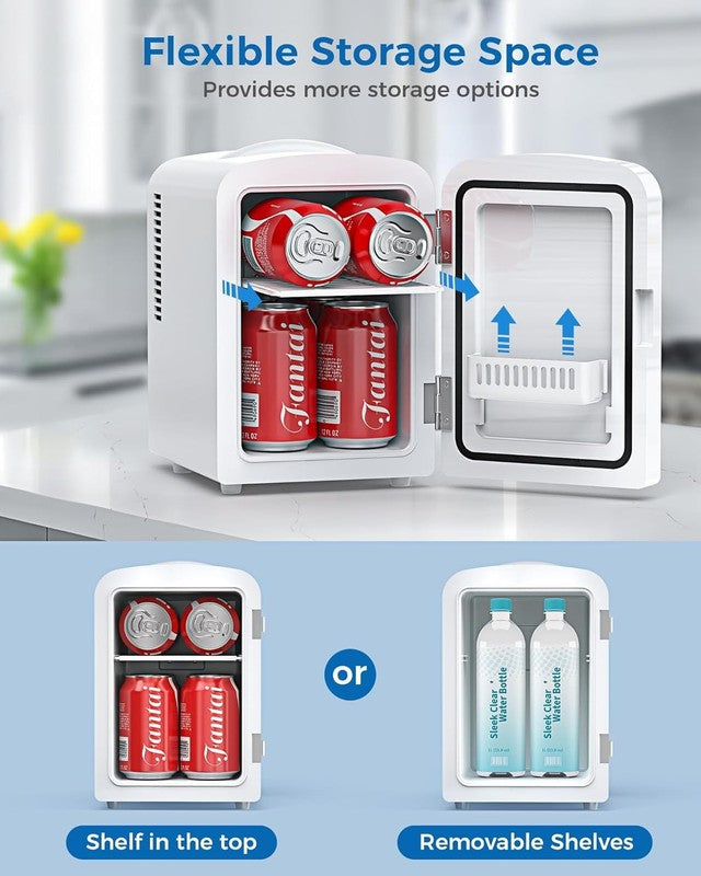 Mini Fridge, Portable 4L/6 Can Electric Plug in Cooler & Warmer Suit Office Desk3