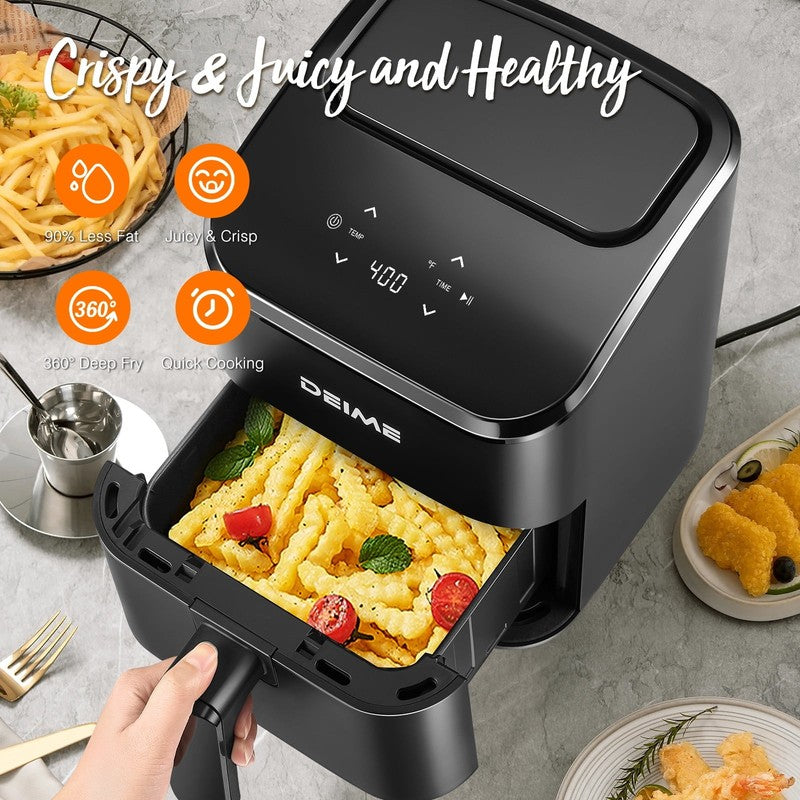 3QT Digital Air Fryer, Compact & Quiet, Bake, Reheat, Nonstick Basket, Black2