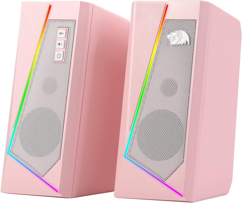 GS520 RGB Desktop Speakers Pink 2.0 USB PC Stereo LED 6 Modes 3.5mm9