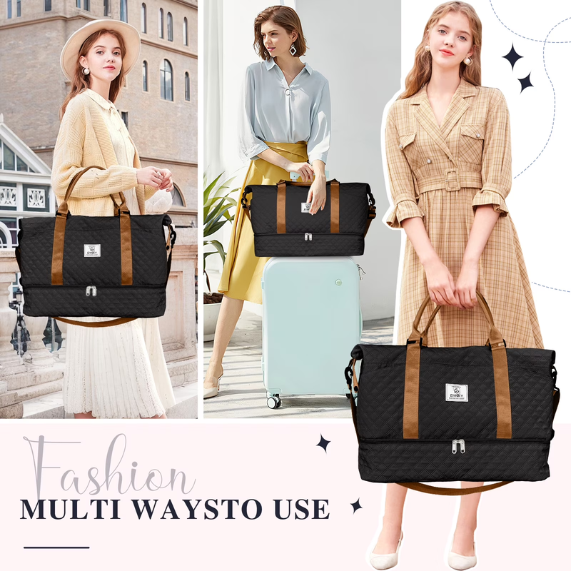 Travel Duffle Bag Weekender Bags for Women with Shoe Compartment Carry on Overni7