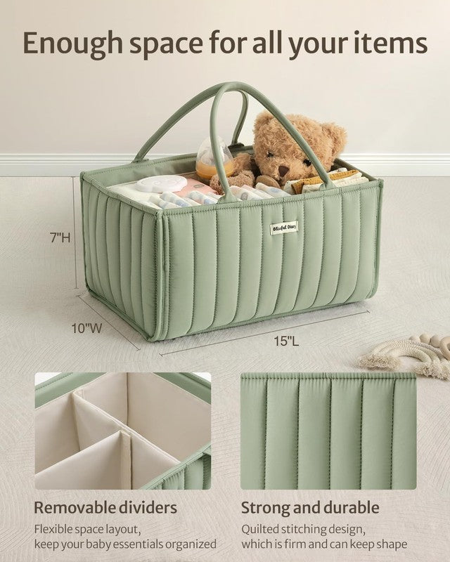 Baby Diaper Caddy Organizer Storage Basket Newborn Essentials Sage2