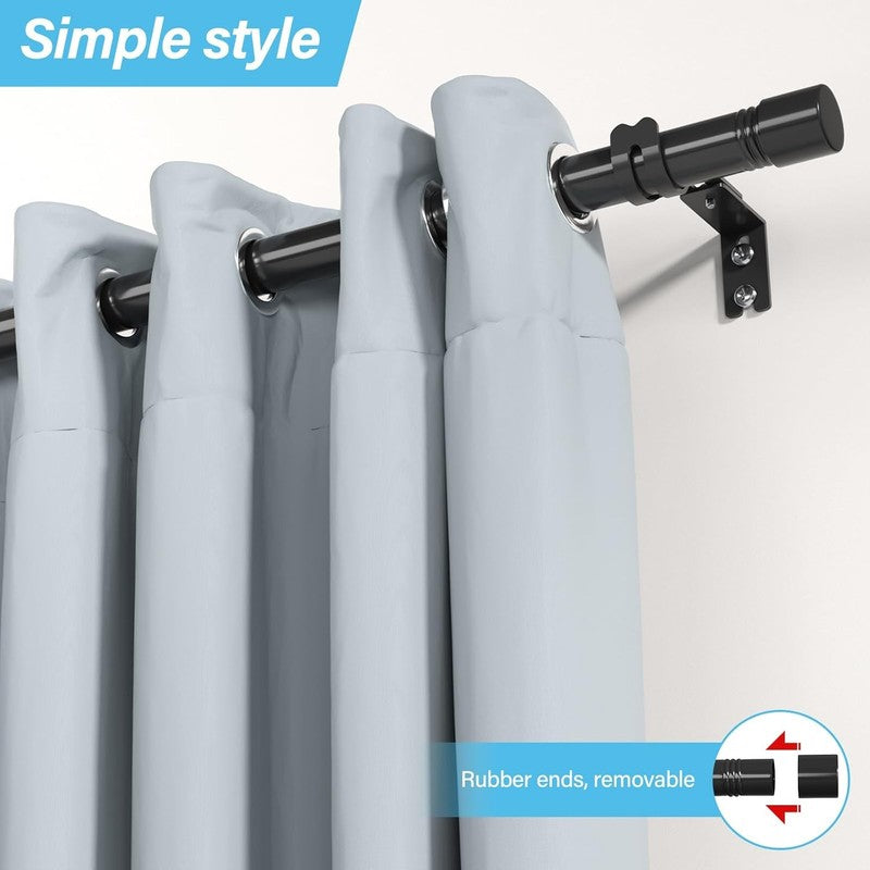 Adjustable 30-60" Black Curtain Rods - Modern Heavy Duty for Any Room1