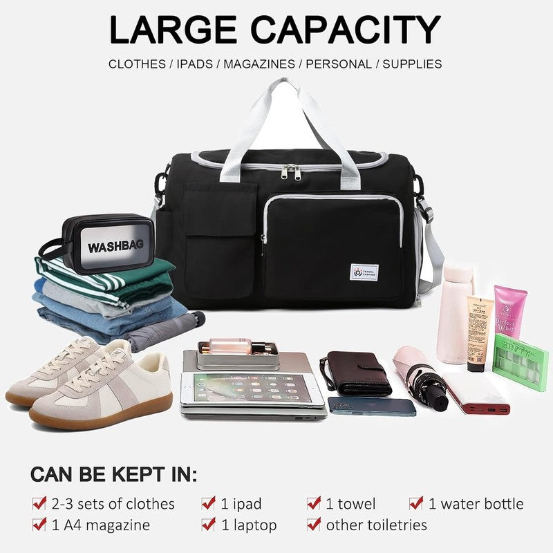 Women Gym Duffle Bag Carry On Travel Weekender w/ Shoe Compartment4