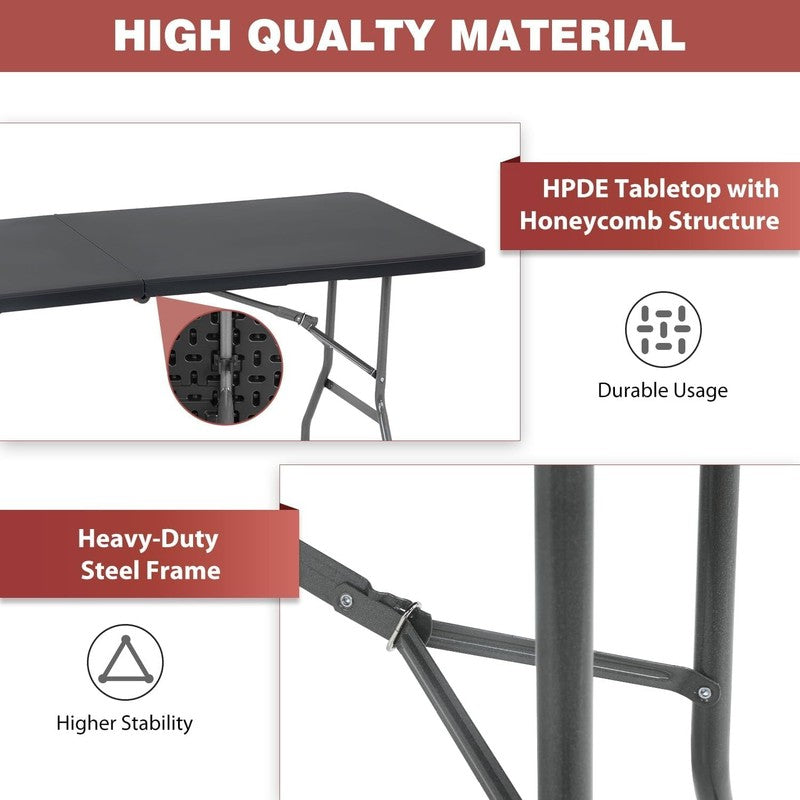 72'' Folding Design Utility Table, Black4