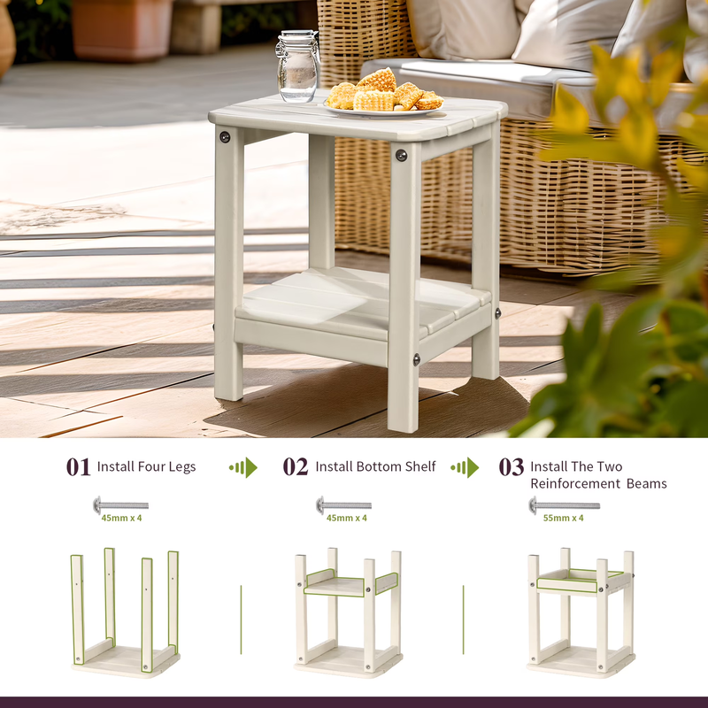 | Patio Garden Side Table with 2 Layer Storage,Outdoor End Tables for Your Adiro3
