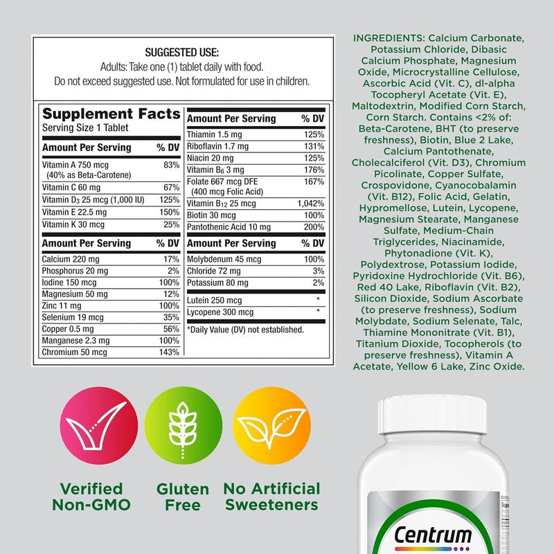 Minis Silver Multivitamin 50+ for Memory & Cognition - 320 Gluten-Free Tablets6
