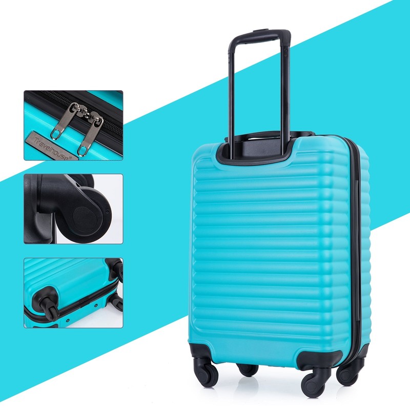 Light Blue 20" Hardshell Carry On Luggage with Spinner Wheels   Light Suitcase5