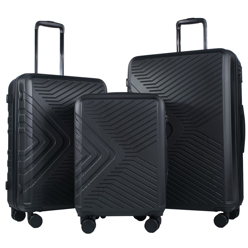 3Pc Hardside Luggage Set TSA Lock Spinner Wheels 20 24 28in Black10