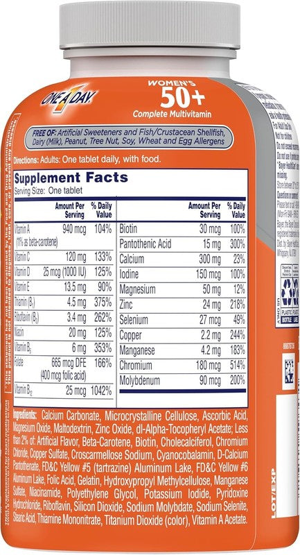 50+ Women's Multivitamins with Immune Support & Calcium, 200 Tablets8