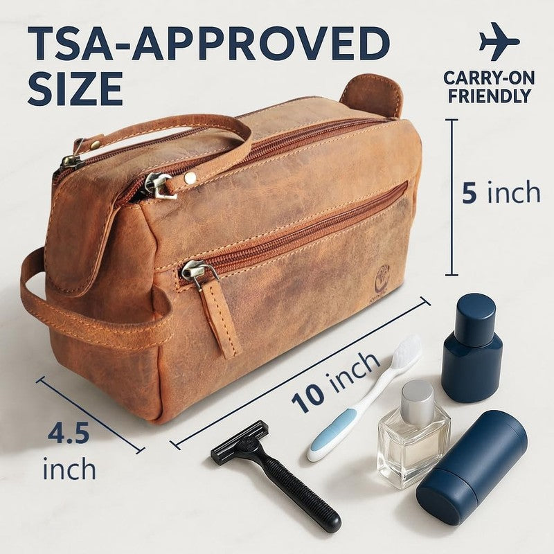 Leather Toiletry Bag Dopp Kit Travel Organizer Makeup Shaving Case1