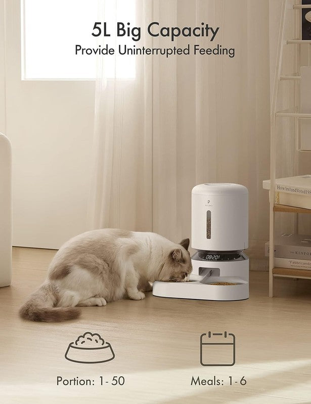 Automatic Cat Feeder, Timed Pet Food Dispenser for Cats Dogs, 6 Meal Daily White3