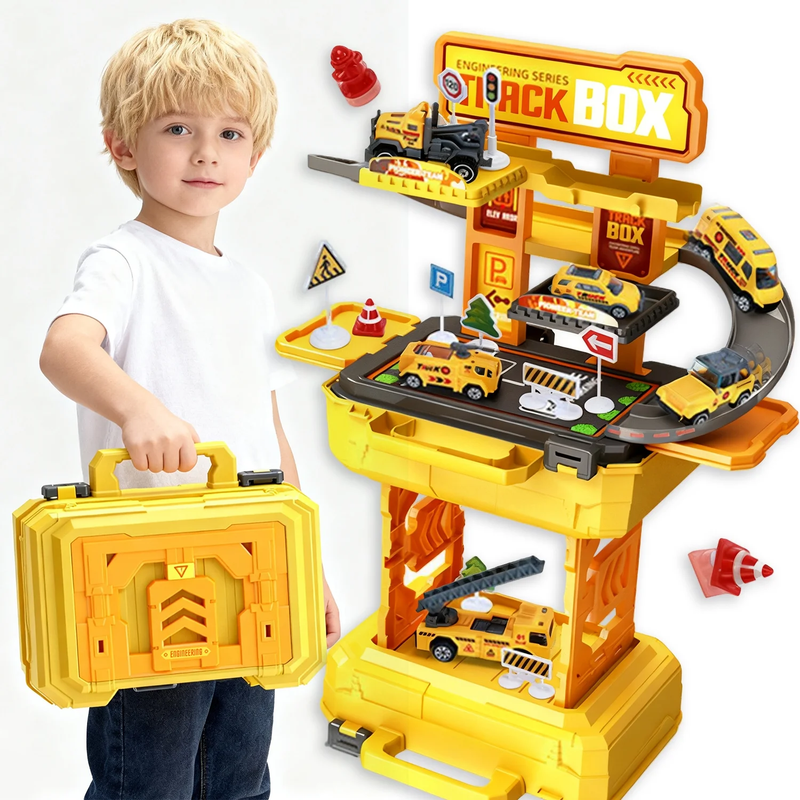 32PCS Engineering Toy Set – Race Track Cars with Storage Box, STEM Learning Gift7