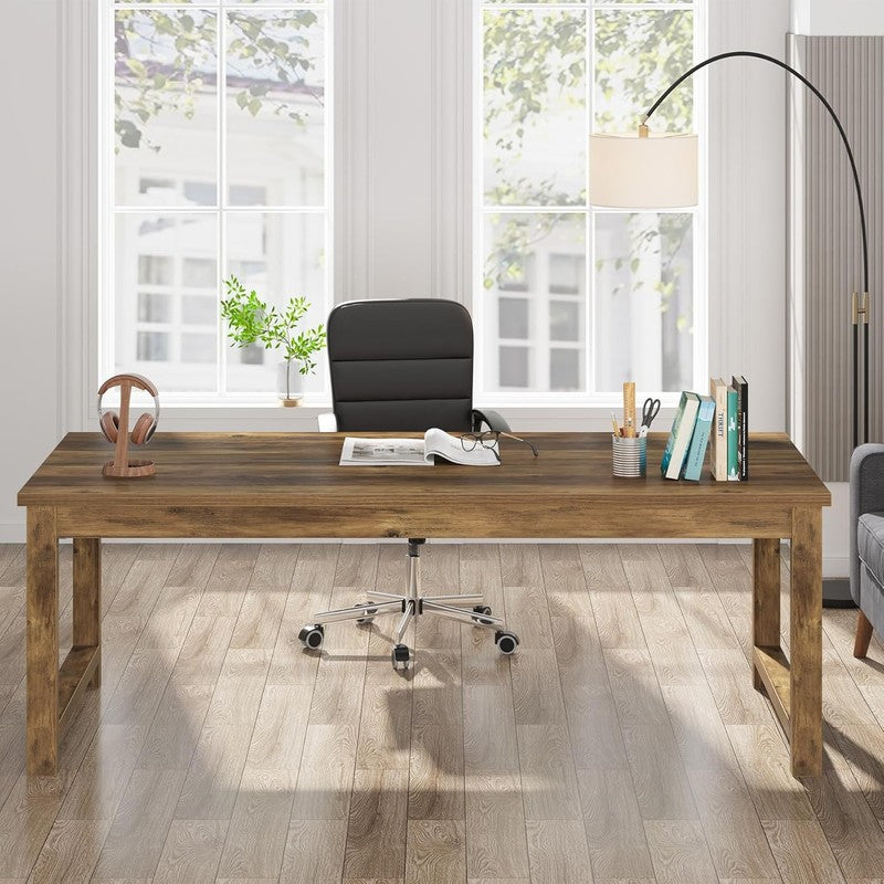 63x31.5'' Modern Computer Desk Large Office Writing Desk Brown Wood3