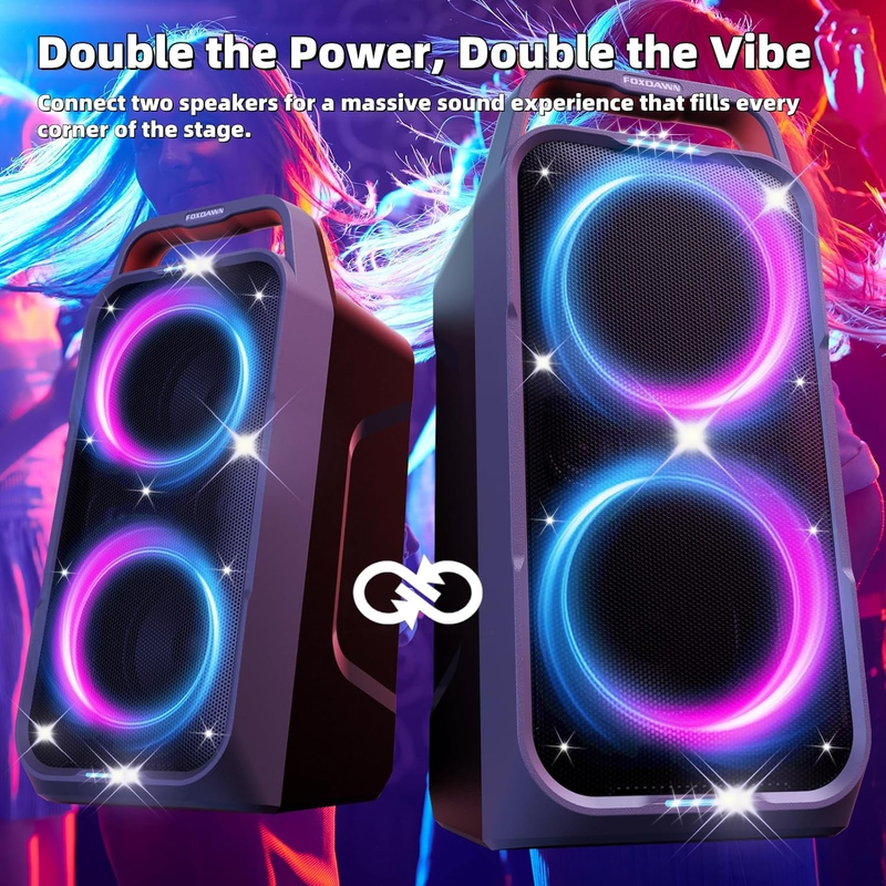 Wireless Boombox Speaker 240W Powerful Bass LED Light Party Outdoor Speaker6