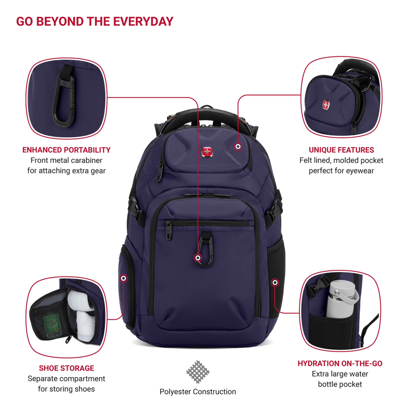 Stride Scansmart Laptop Backpack, Peacoat Blue, Feature Packed for School, Trave9