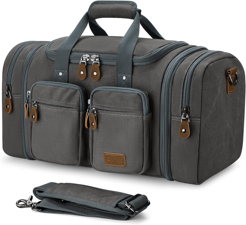 Canvas Duffle Bag for Travel, Expandable Water Resistant 50L Carry on Duffel Ove10