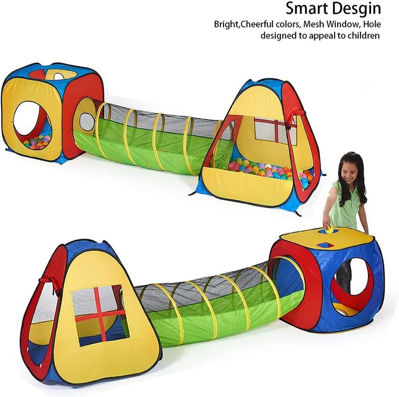 3 in 1 Pop up Play Tent with Tunnel, Ball Pit for Kids, Boys, Girls, Babies and 1