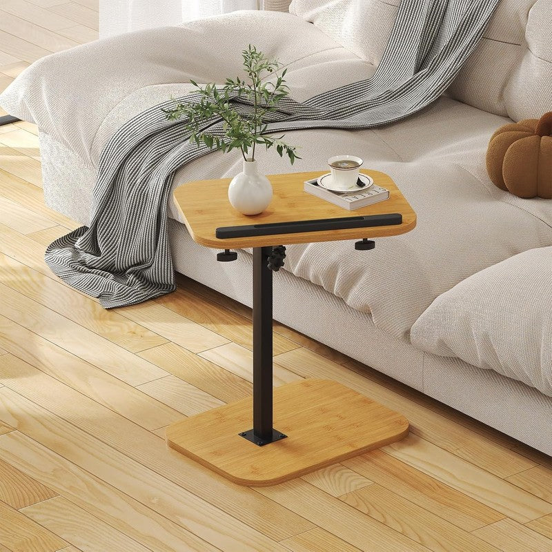 C-Shaped Sofa Arm Side Table TV Tray Small End Table Natural6