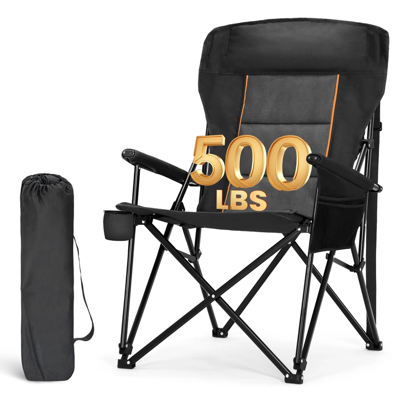 Oversized Camping Chair Heavy Duty High Back Camping Chairs 500Lbs Capacity Fold0