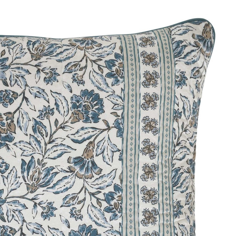 Pillow 2 Pack 20"x20" Blue Floral Reversible Cotton Decorative6