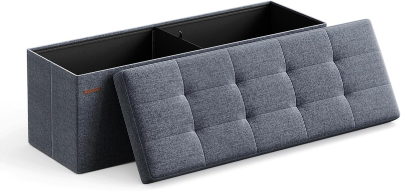 43'' Folding Storage Ottoman Bench Foot Rest Bedroom Living Room Misty Blue9