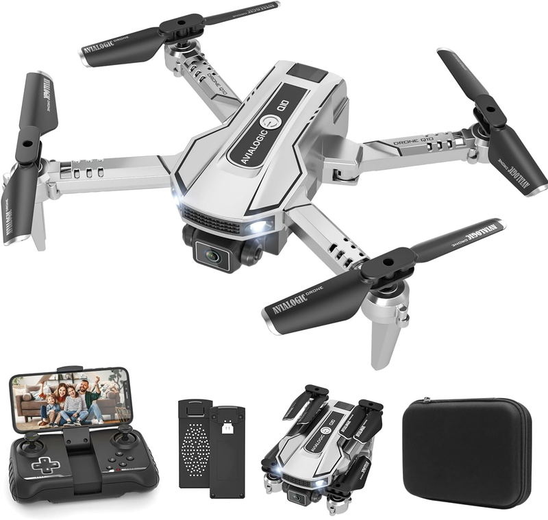 Mini Drone for Kids w/ 1080P Camera, FPV RC Toy, 2 Batteries – Silver Gift8