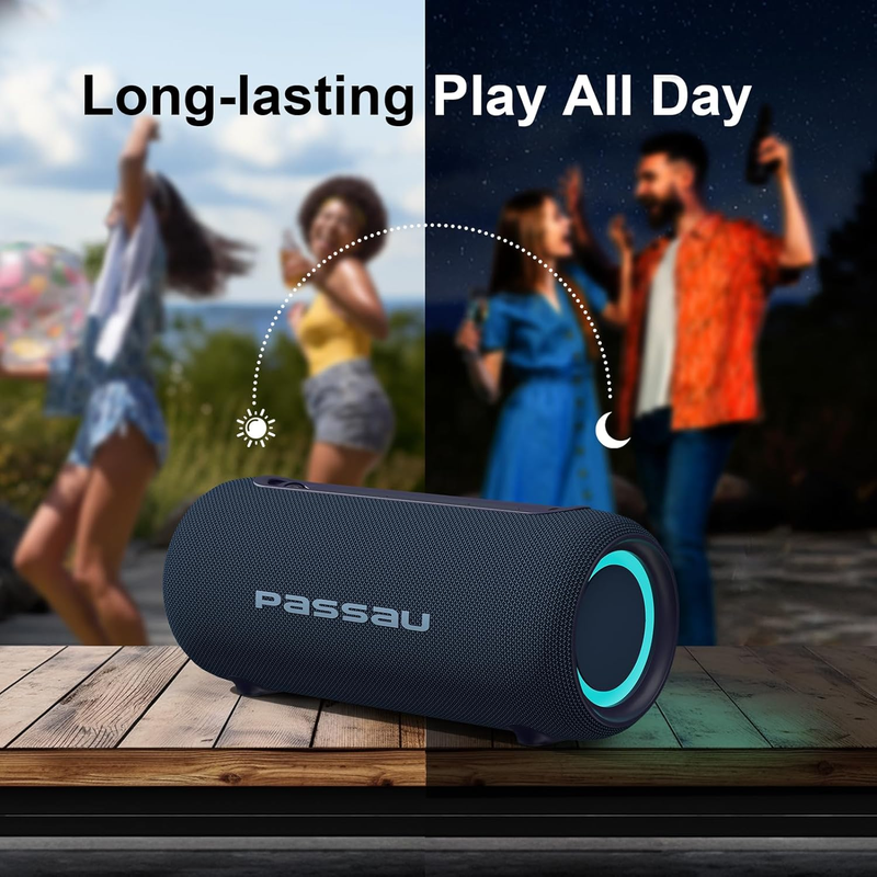 40W Bluetooth Speaker, Deep Bass, IPX5, RGB Lights, All-Day Playtime, Blue5