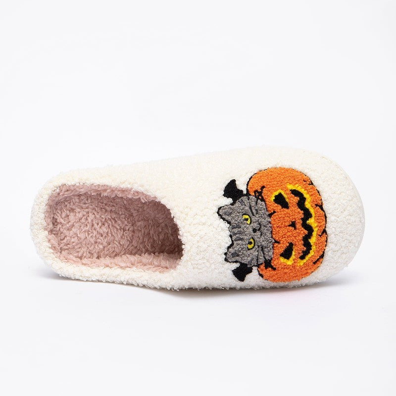 Ghost Print House Slippers Plush Warm Comfy for Women & Men Halloween8
