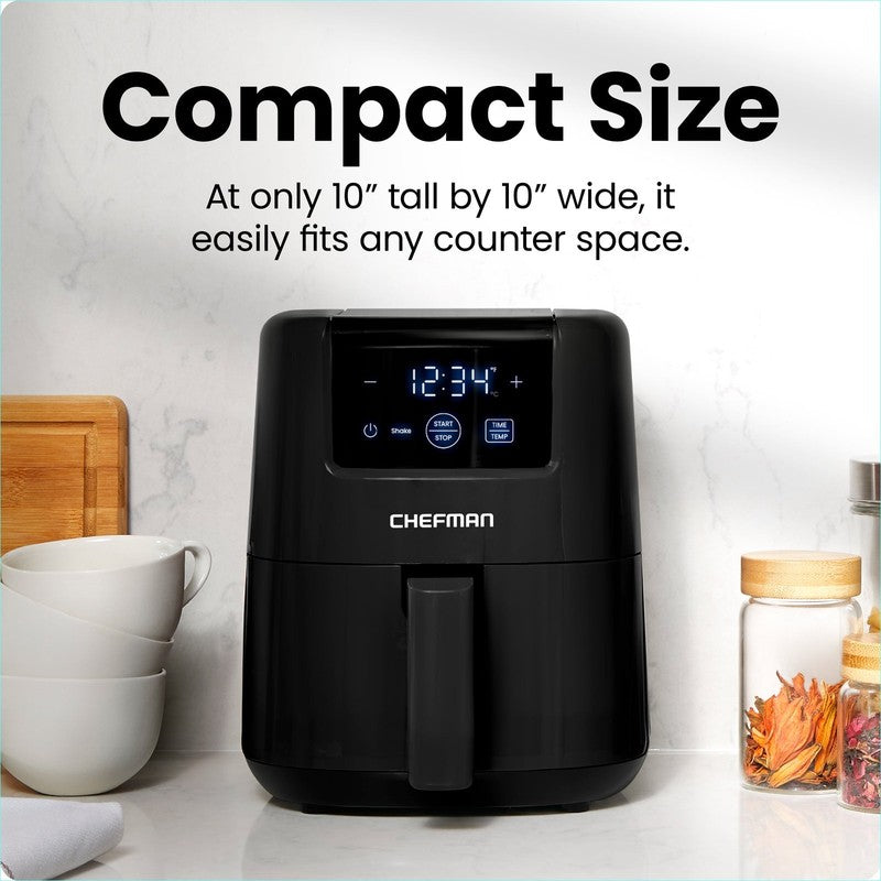 2 Qt Compact Air Fryer W/ Digital Display and Shake Reminder - Black4