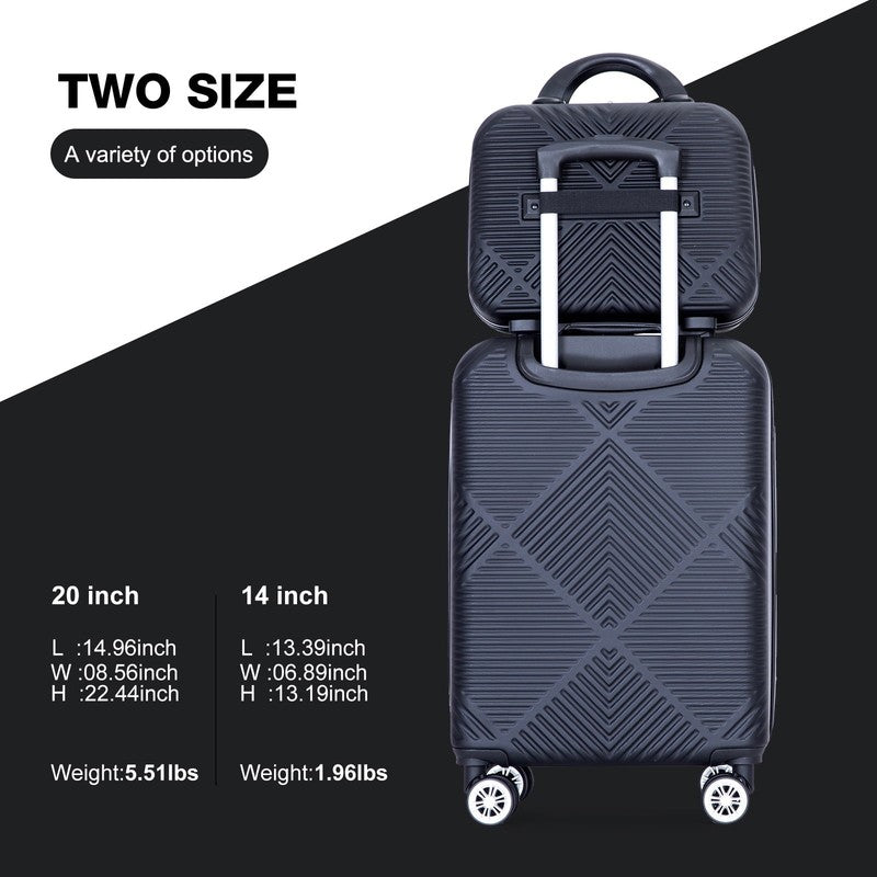 2 Piece Luggage Set Hardside Spinner Wheels Lightweight Carry On Suitcase Black5