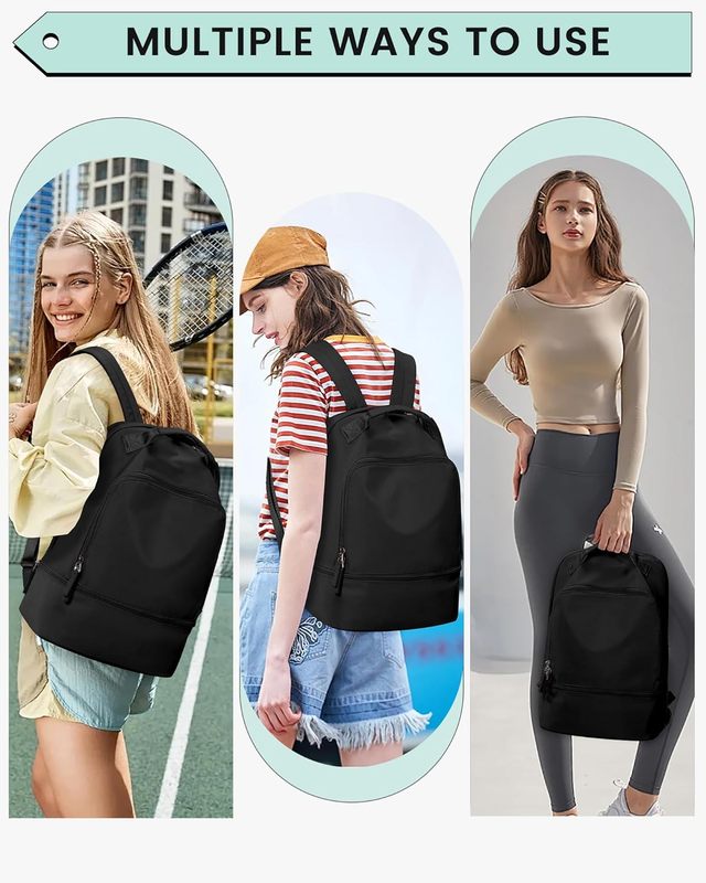 Gym Backpack for Women w/ Shoe Compartment Wet Pocket Travel Sports Bag6
