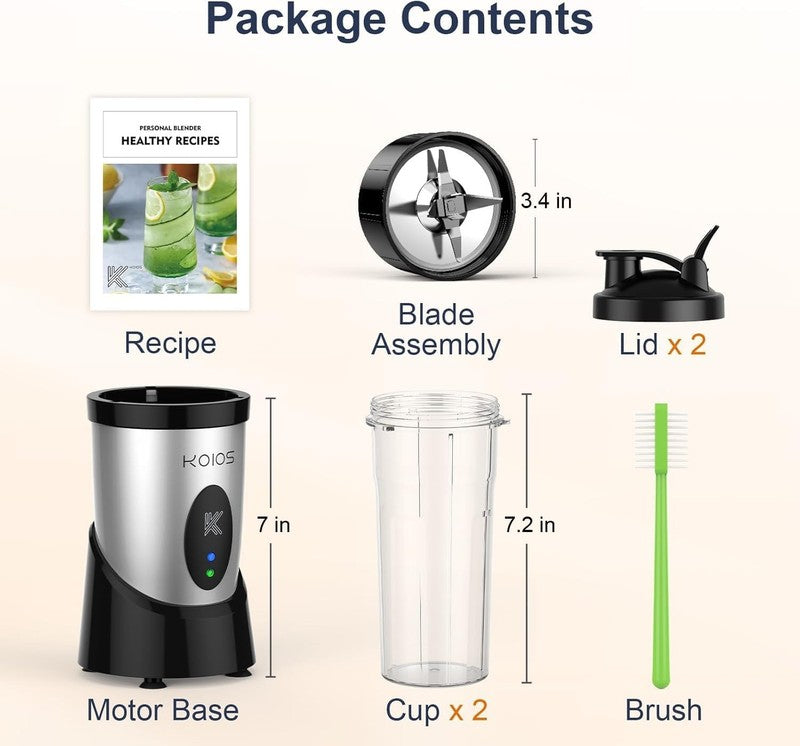 900W Personal Smoothie Blender w/ 2x22Oz Cups Single Serve Mixer Silver6