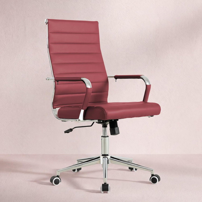 Red Executive Office Chair Ergonomic Leather Swivel Adjustable Desk7