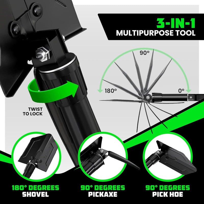 Folding Survival Shovel with Pick Heavy Duty Camping Entrenching Tool2