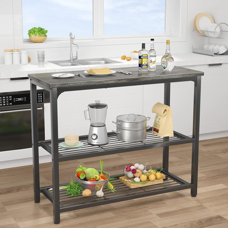 32" Modern Console Table Sofa Table Double Mesh Shelves Grey5