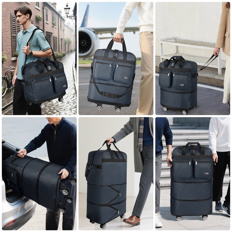 30" Expandable Rolling Duffle Bag Foldable Travel Luggage for Home Storage Movin8