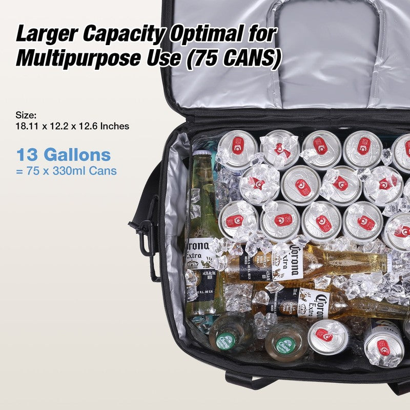 2 in 1 Insulated Camping Cooler Bag for 75 Cans   Leakproof & Portable5