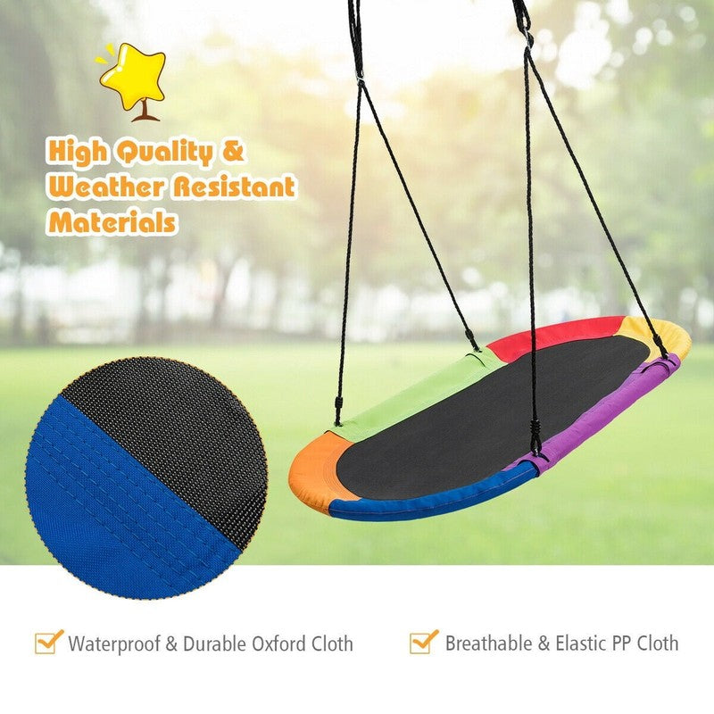 60" Saucer Tree Swing, Adjustable Outdoor Kids Giant Oval Platform, Colorful4
