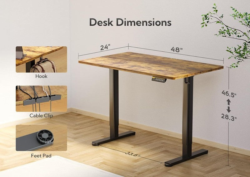 Electric Standing Desk, Adjustable Height Stand up Desk, 24X482